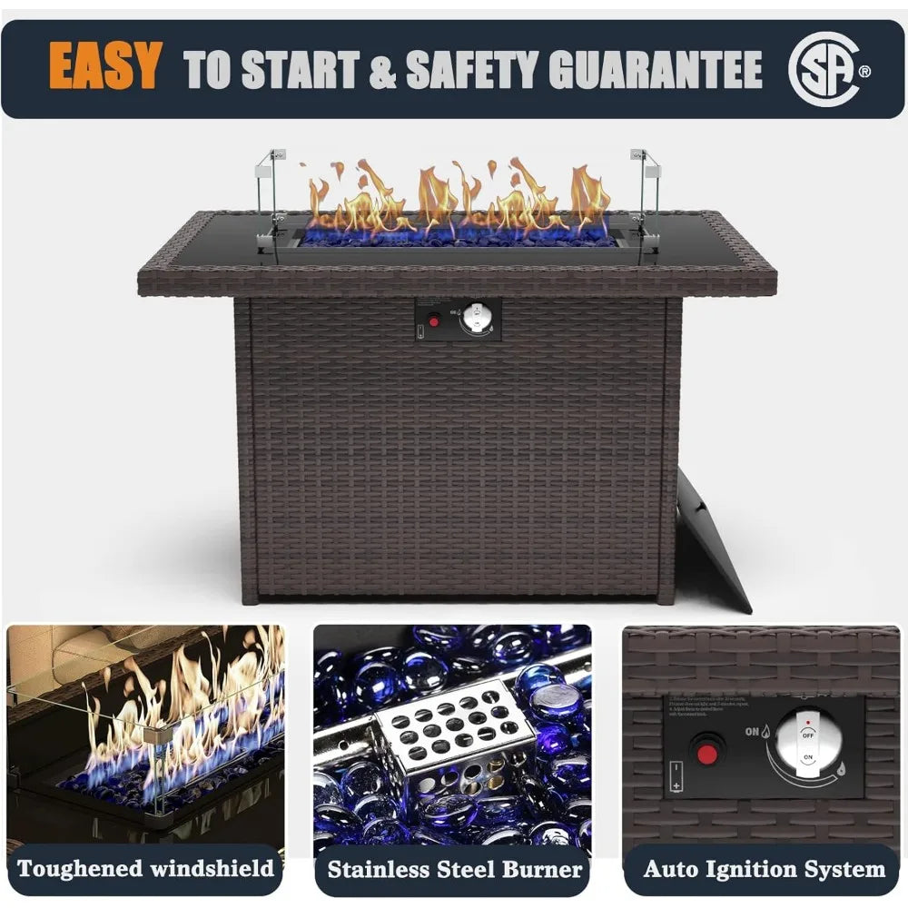 44 Inch Propane Gas Fire Pits Table for Outside Patio