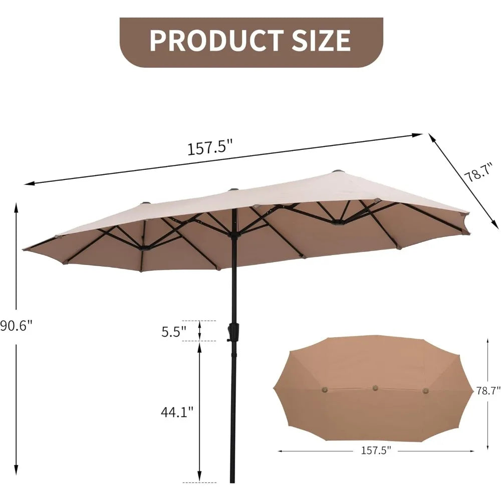 13Ft Large Patio Umbrella With Base Outdoor Double-Sided