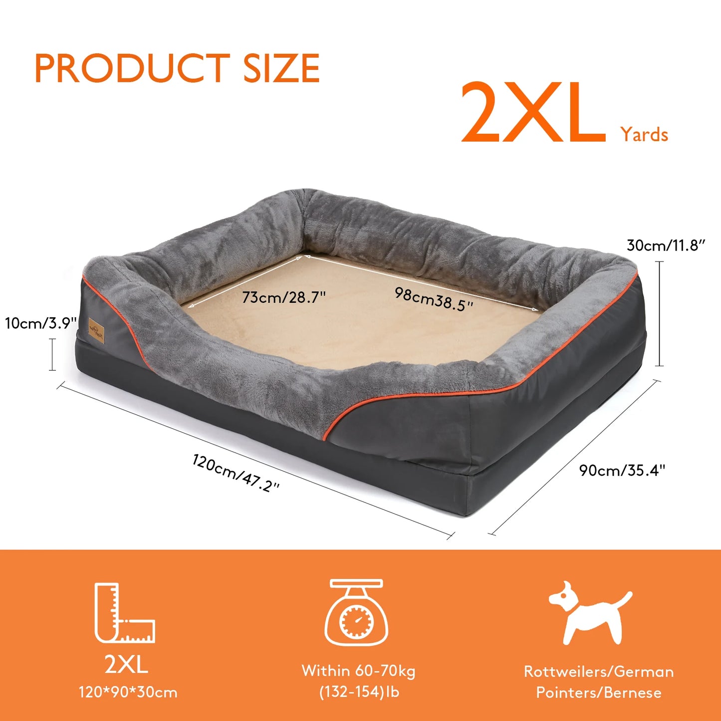 Super Soft Orthopedic Dog Bed With Cotton Padded Bolster
