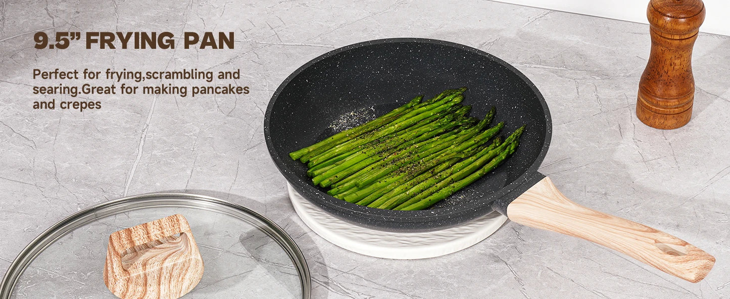 Black Granite Nonstick Pots and Pans Set Induction Nontoxic