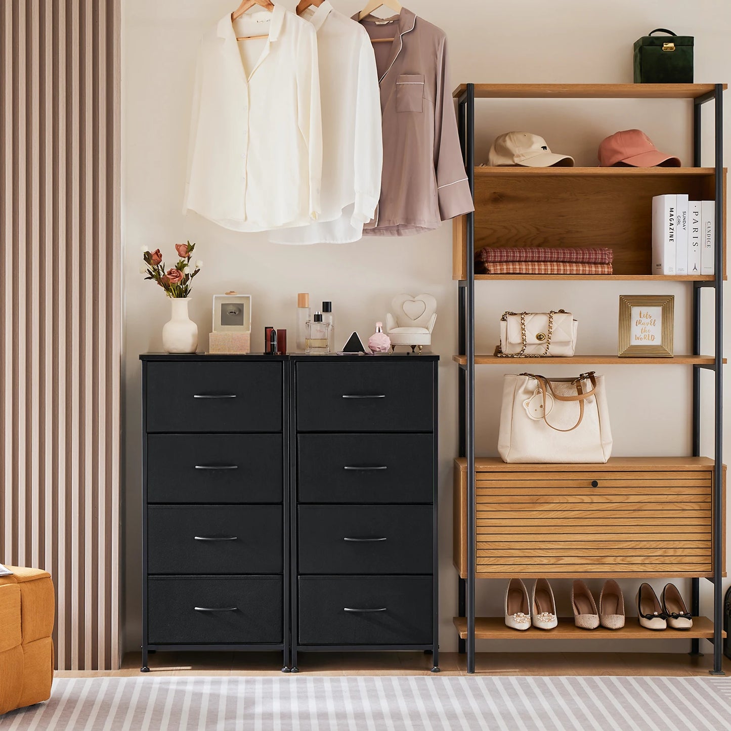 JHK 4 Fabric Living Room Cabinet With Wardrobe Steel Frame