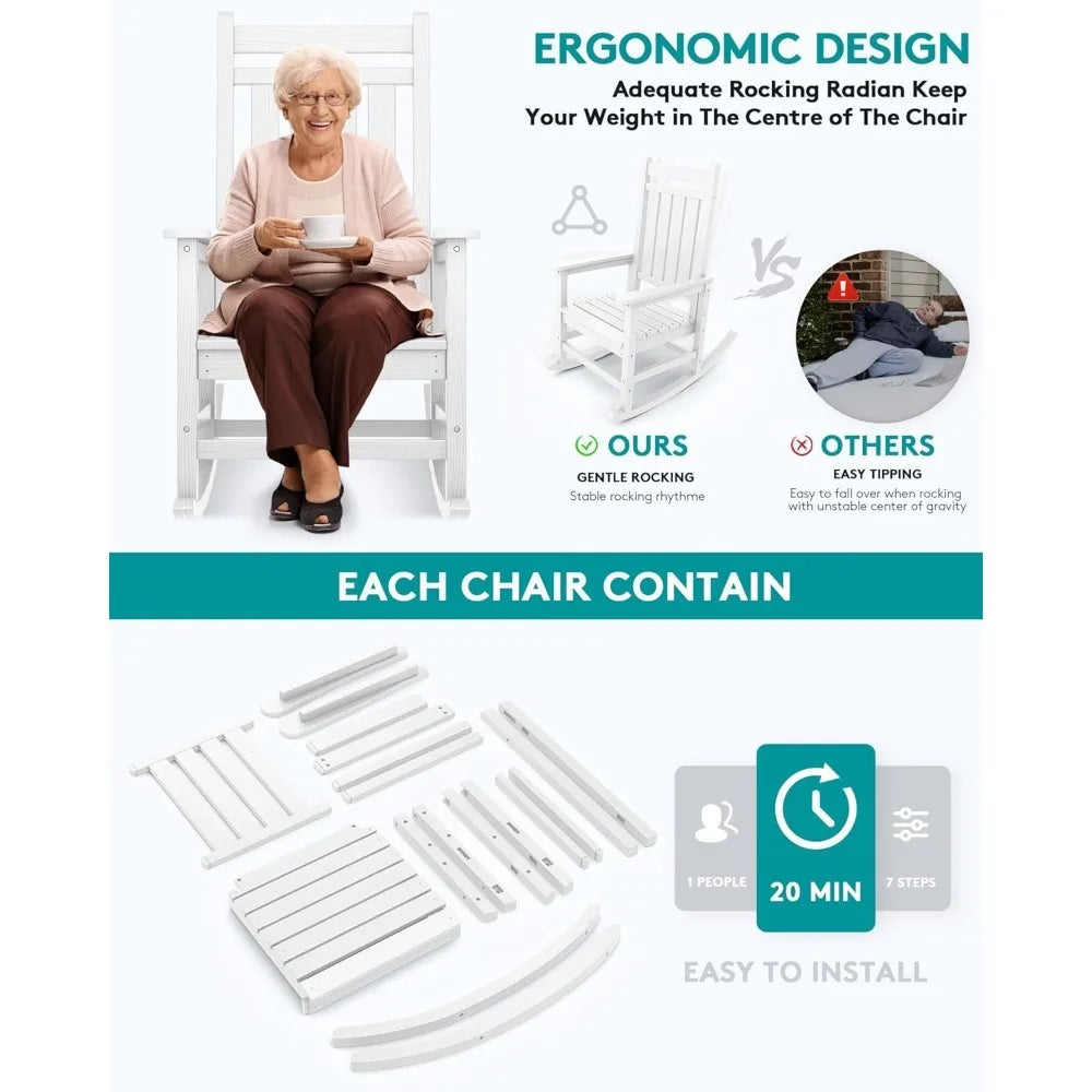 Outdoor HDPE Rocking Chair For Adults All Weather Porch