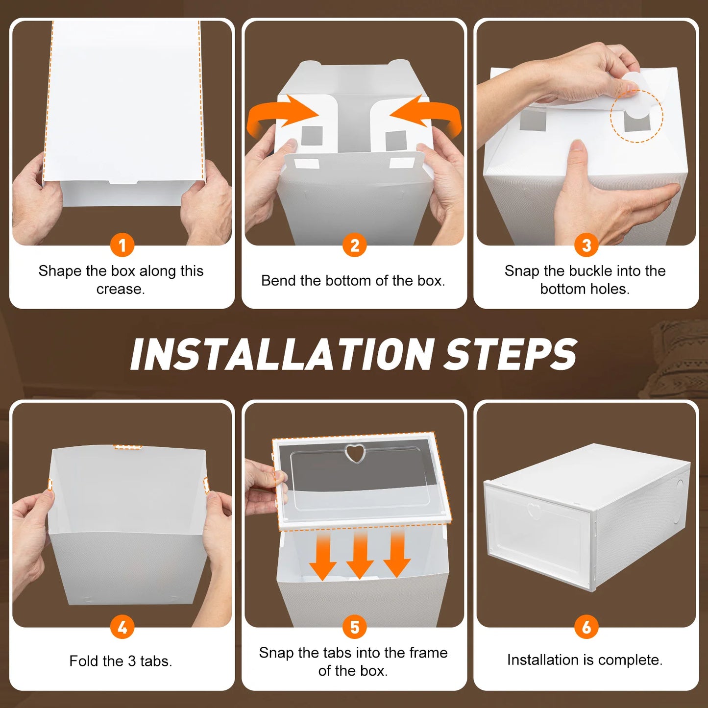 20X Clear Plastic Shoe Storage Boxes Stackable Foldable