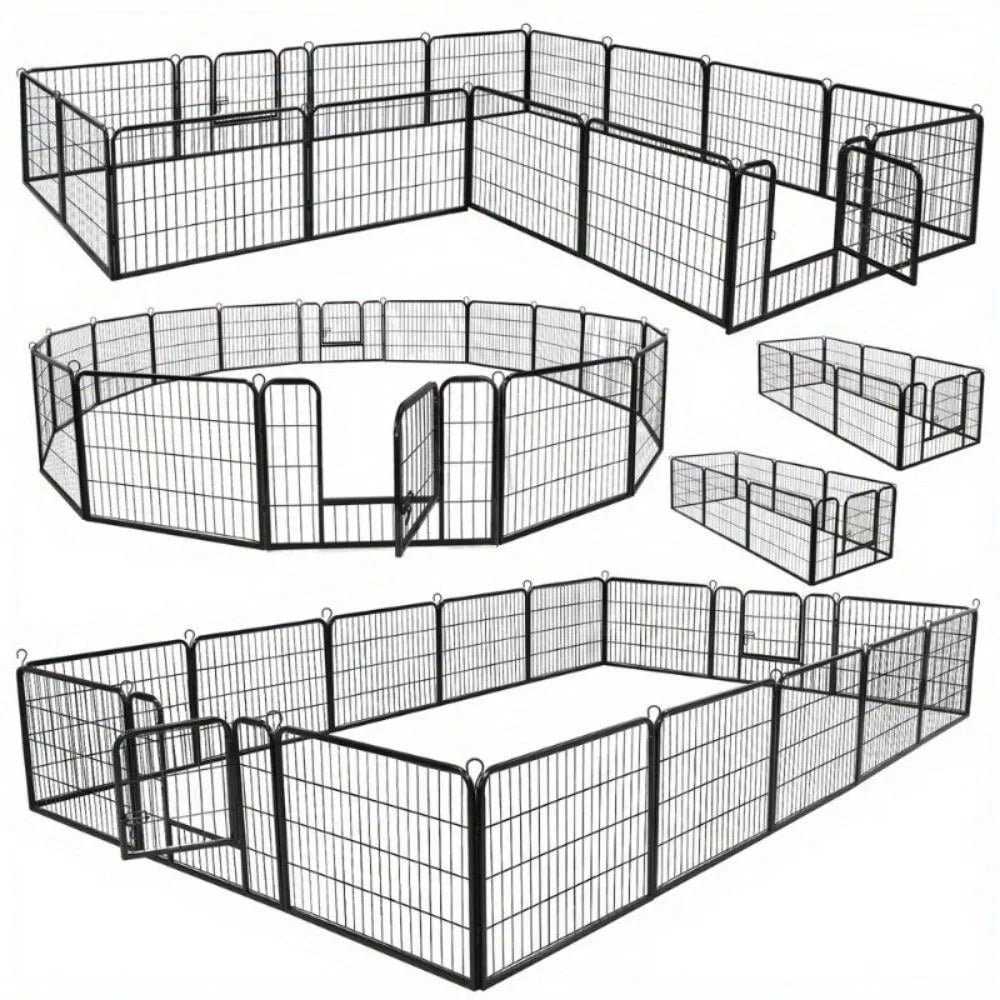 16 Panels Dog Pen Pet Playpen Kennel Fence Indoor Outdoor