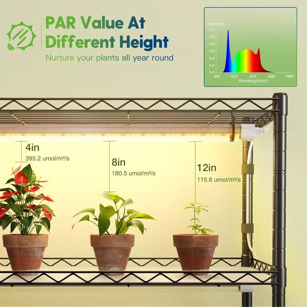 Five Tier Adjustable LED Grow Light Plant Stand 4x30W 5000K