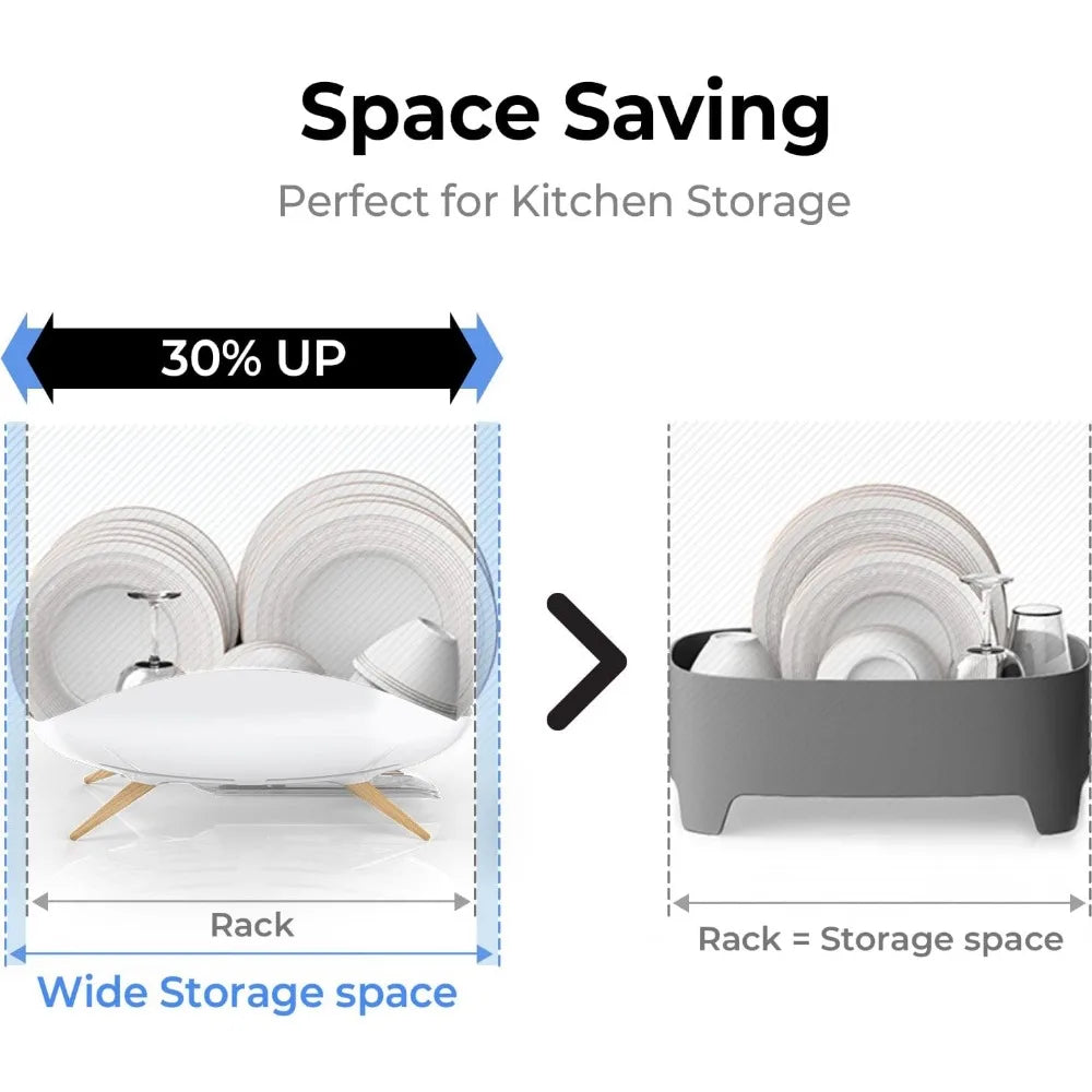 Dish Drying Rack with Swivel Spout for Kitchen Counter Durable and Rustproof White