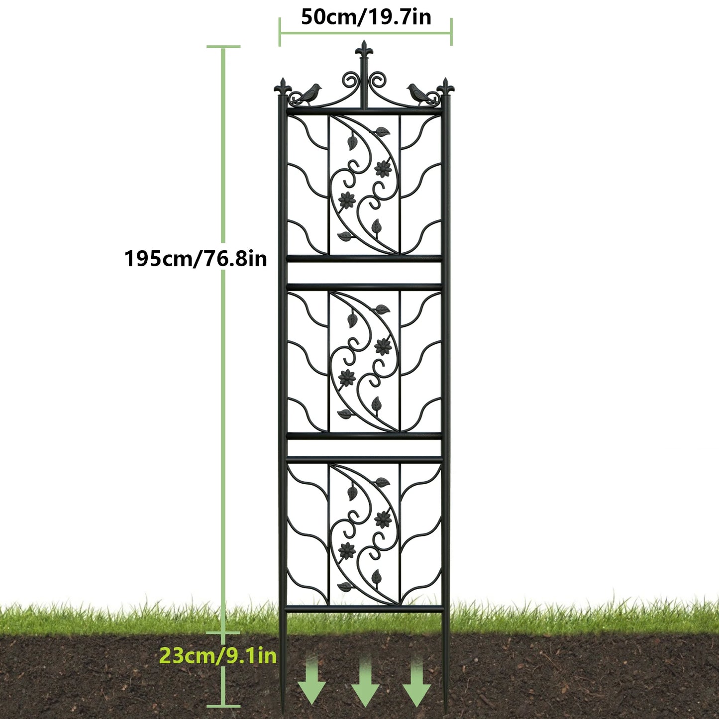 71 Inch Garden Trellis Decorative Outdoor Tall Metal Fence