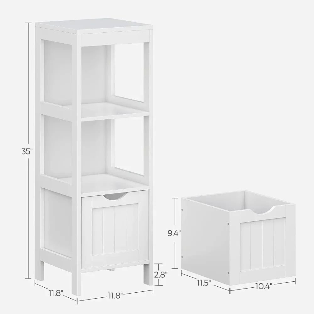 Bathroom Floor Cabinet, Multifunctional Corner Unit, 2 Drawers