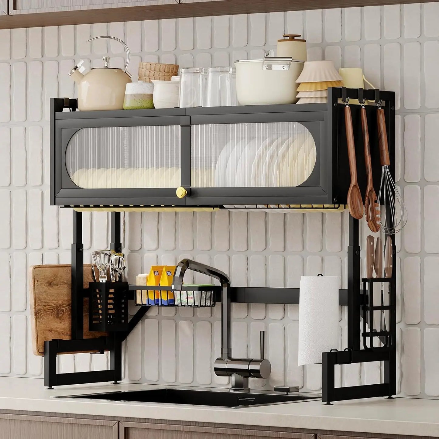 Dish Drying Rack 3 Tier Over The Sink Kitchen Sink Shelf Expandable Height
