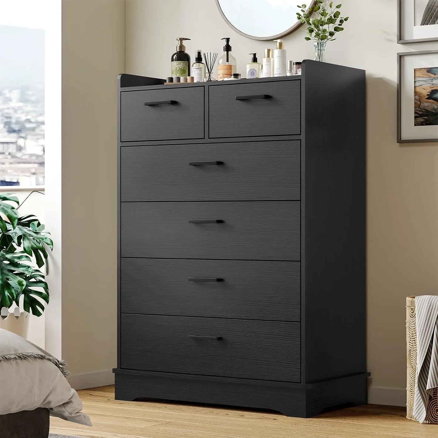6 Drawer Dresser, Wooden Storage Chest of 6 Drawers, Tall Organizer