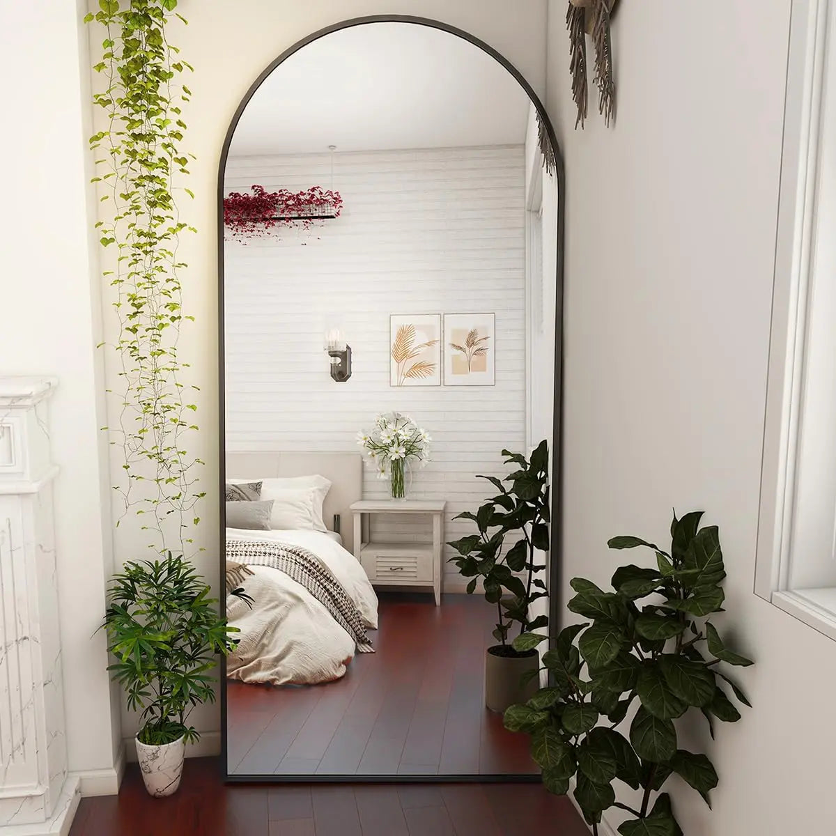 71x26 Arch Full Length Mirror Aluminum Alloy Frame Wall