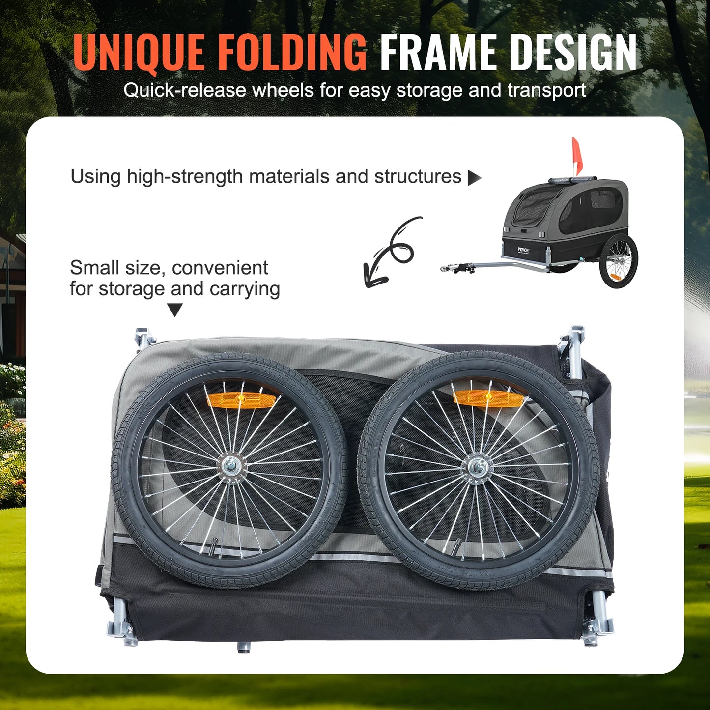 Dog Bike Trailer 88 Lbs Carrier Pet Cart Collapsible Storage