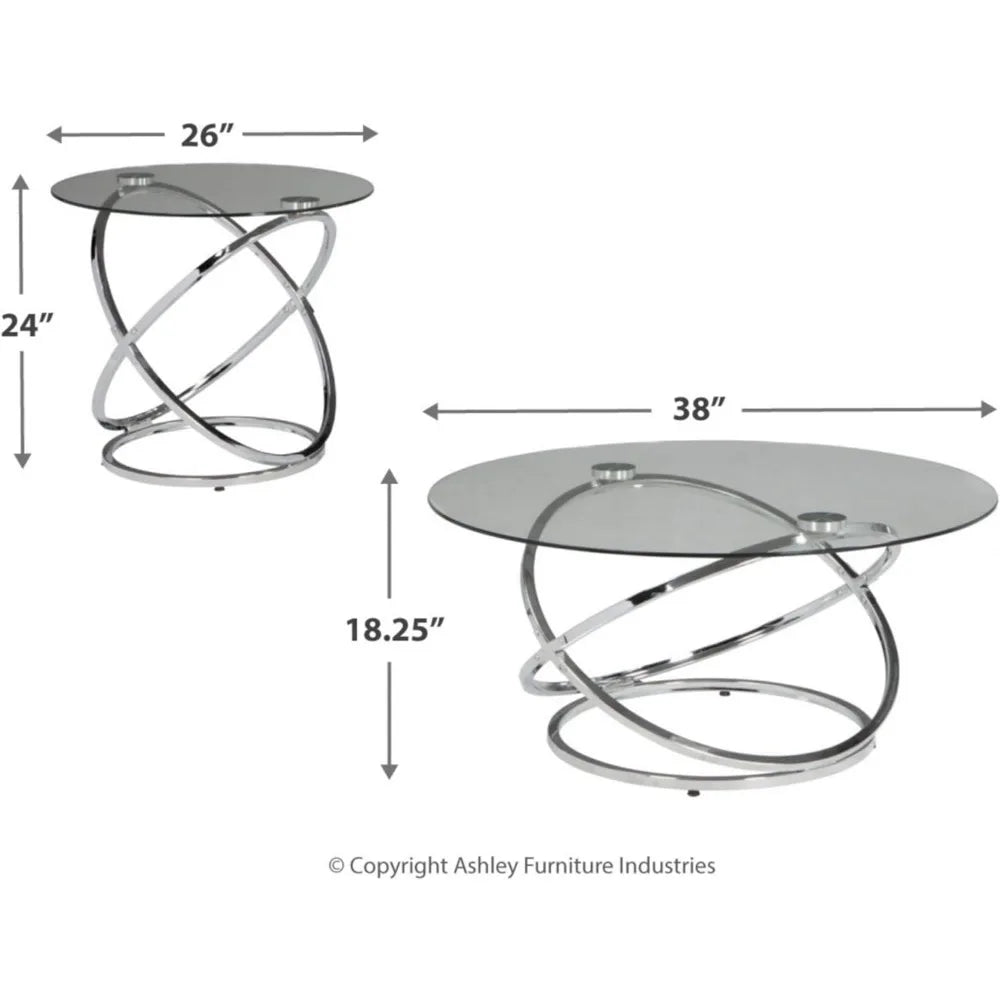 Round 3 Piece Small Table Set, Modern Art Deco Coffee Table