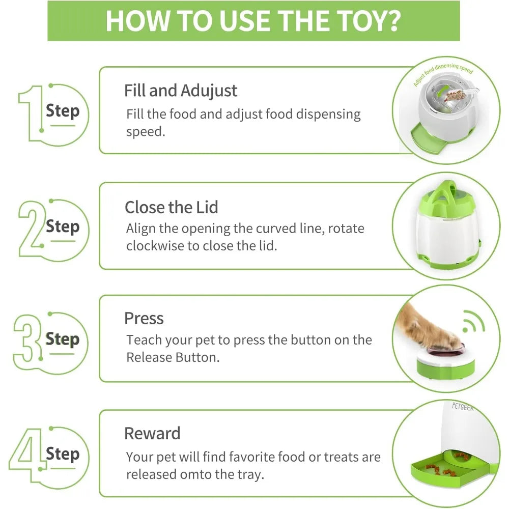 Automatic Dog Treat Dispenser with Button and Interactive Toys
