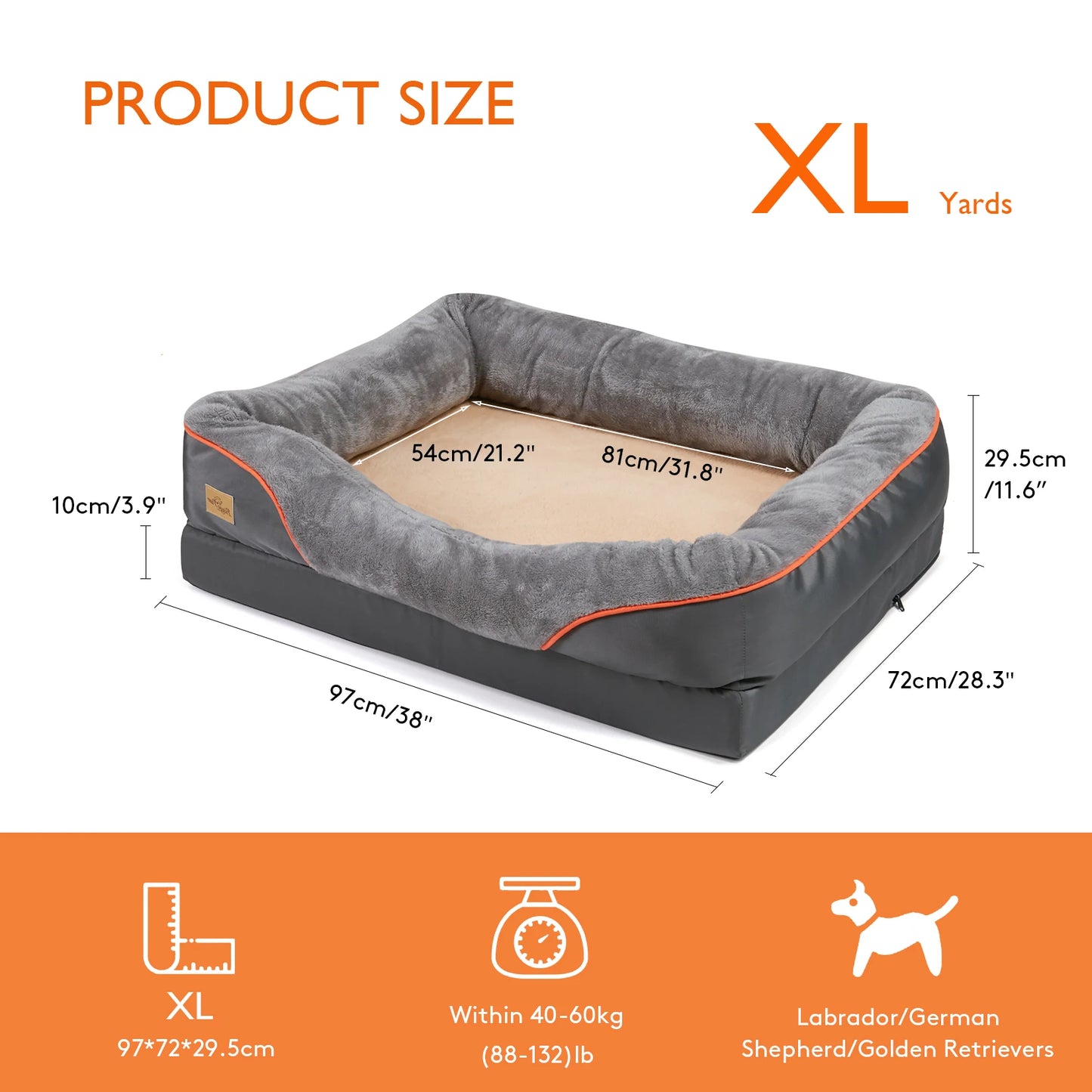 Super Soft Orthopedic Dog Bed With Cotton Padded Bolster