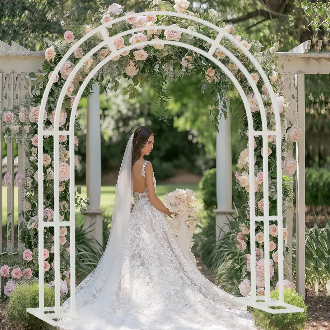 260CM Tall White Wedding Arch Stand Metal Backdrop Garden Arch Frame Pergola Stand Pergola Venues Party Decoration
