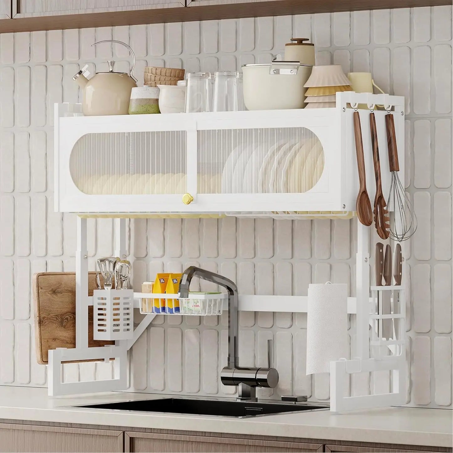 Dish Drying Rack 3 Tier Over The Sink Kitchen Sink Shelf Expandable Height