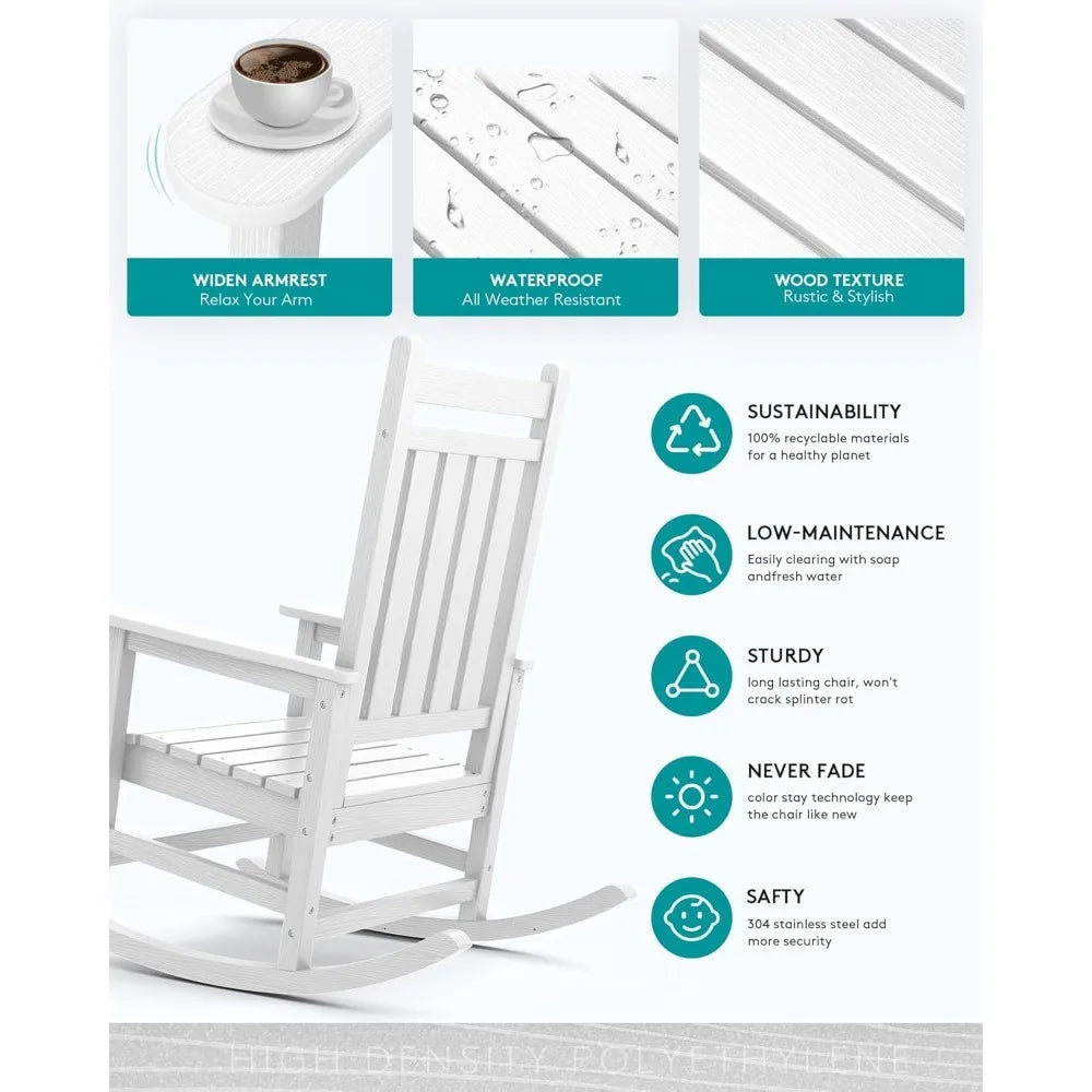 Outdoor HDPE Rocking Chair For Adults All Weather Porch