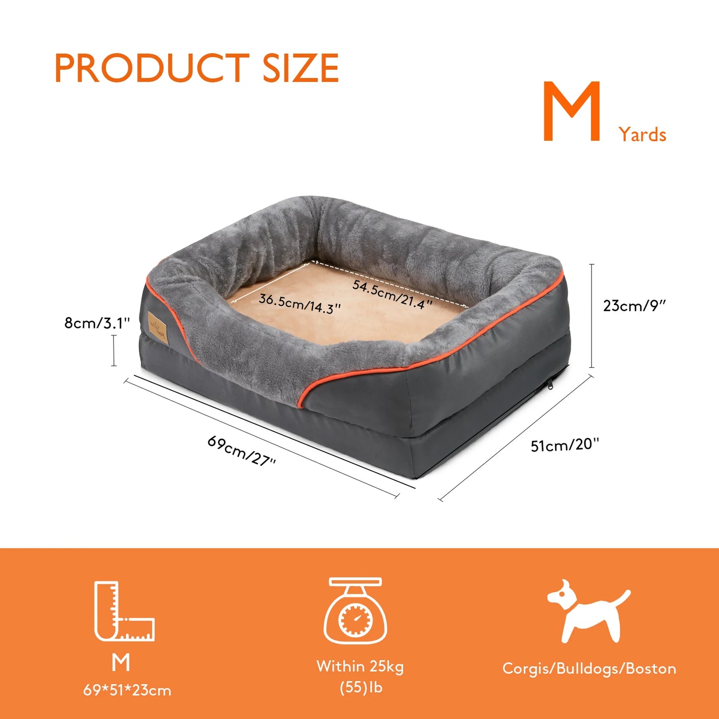 Super Soft Orthopedic Dog Bed With Cotton Padded Bolster