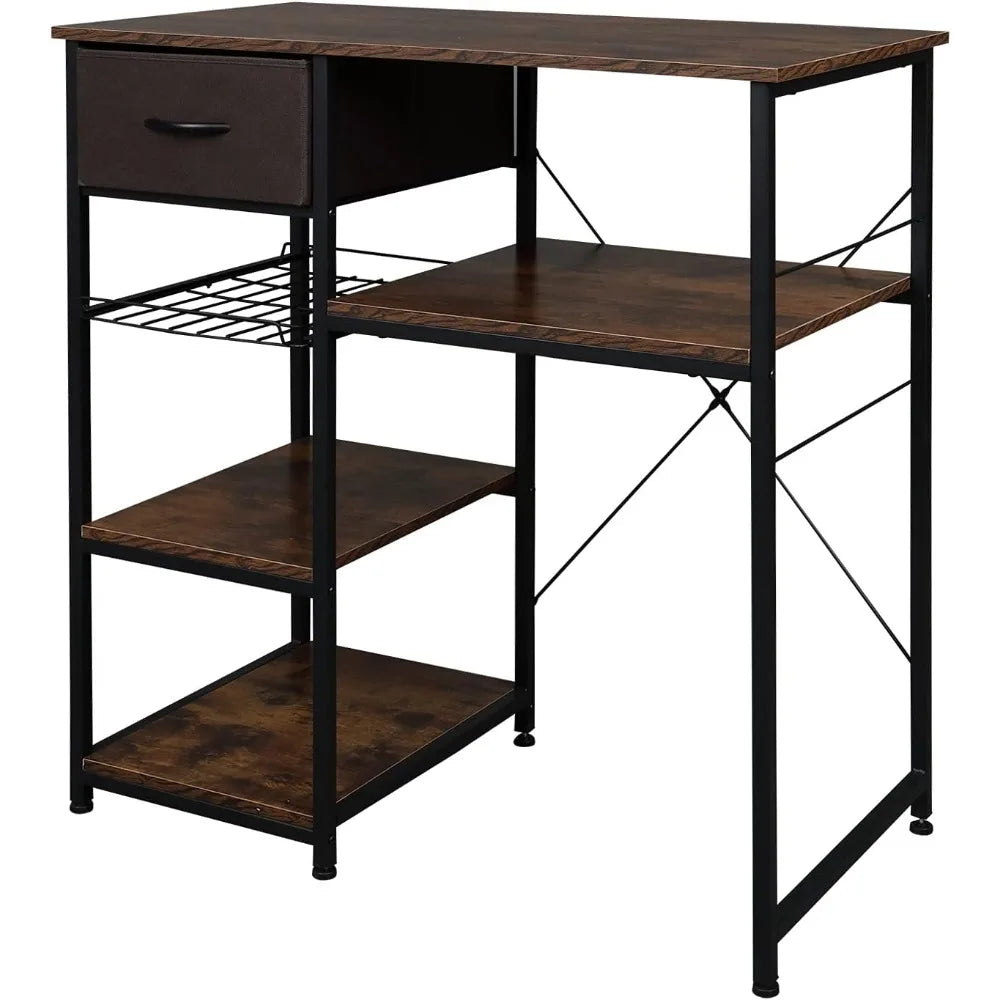 Kitchen Bakers Rack With Mini Fridge Space And Wine Rack