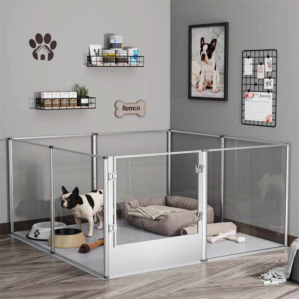 Extra Large Dog Playpen Acrylic Enclosure with Waterproof Pad