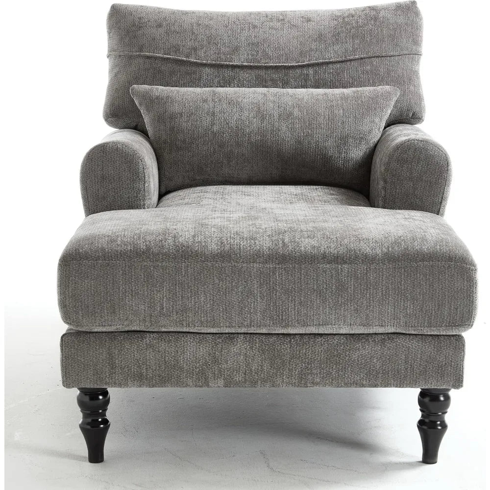 Modern Indoor Chaise Lounge Chair With Double Cushions