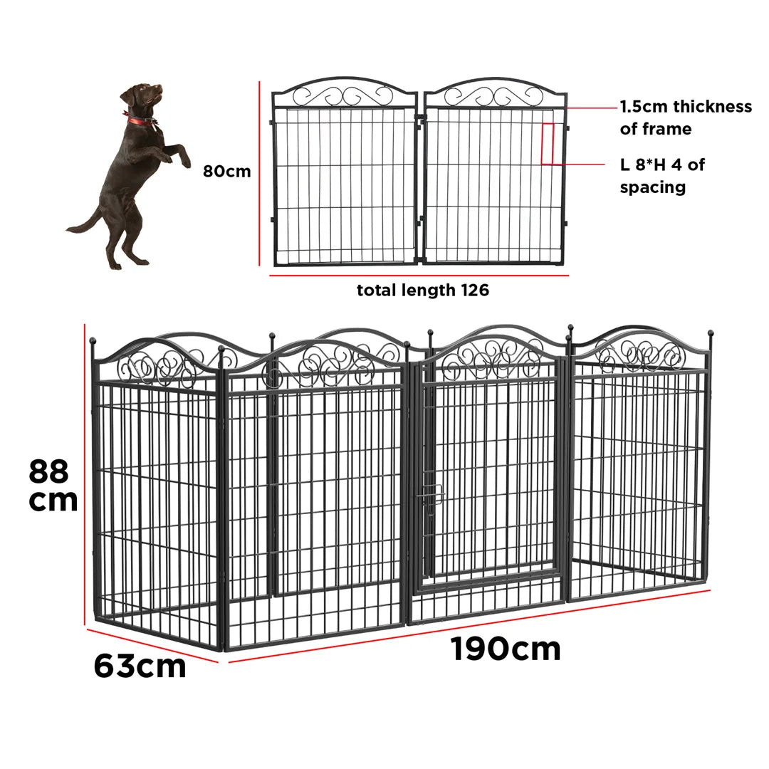 8 Panels Heavy Duty Metal Dog Panel Foldable Pet Playpen