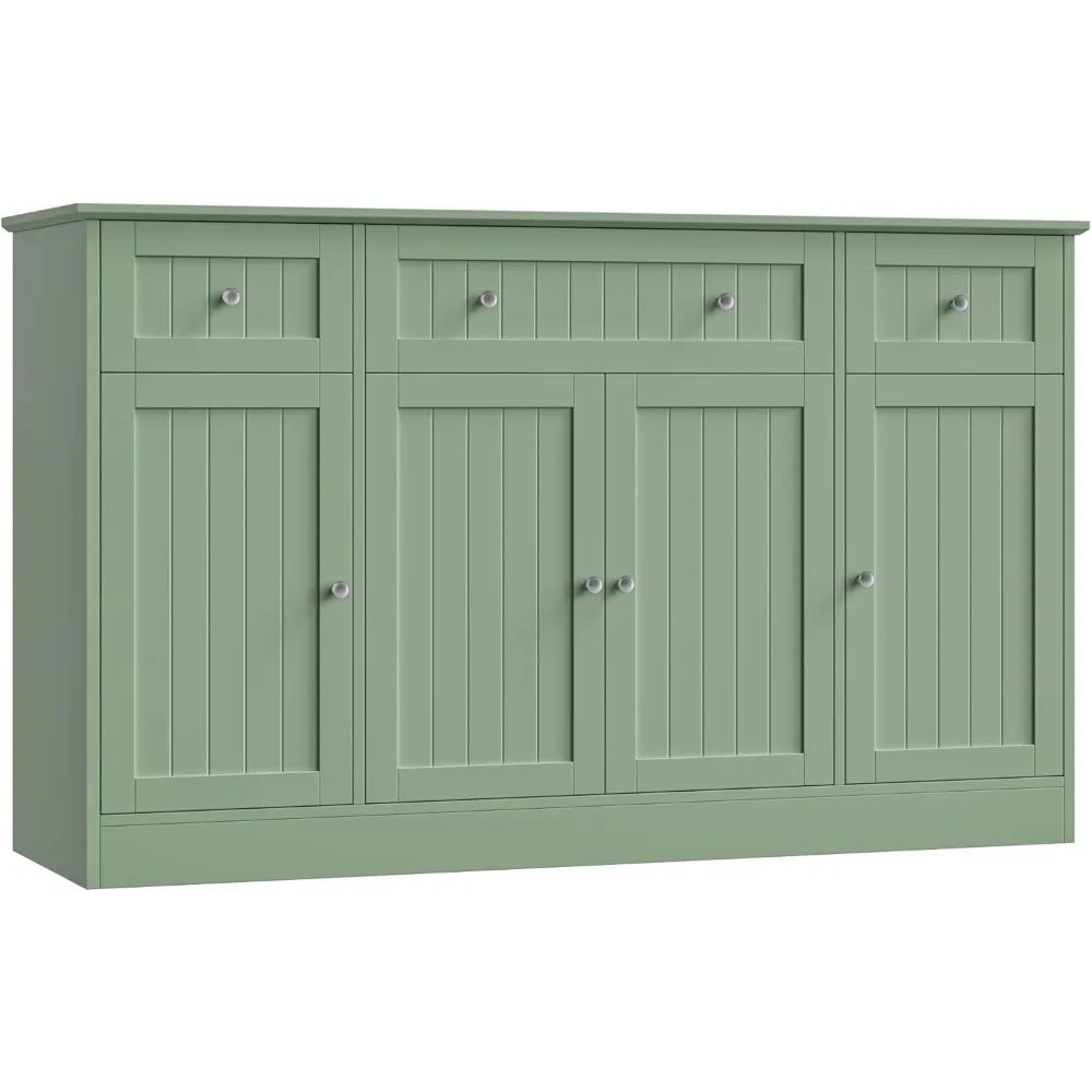 55 Inch Green Modern Sideboard Buffet Cabinet With Drawers