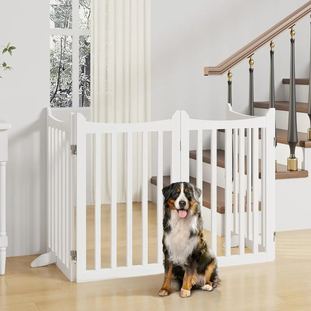 36 H Extra Tall Freestanding Pet Gate 4 Panel Wooden Dog Fence