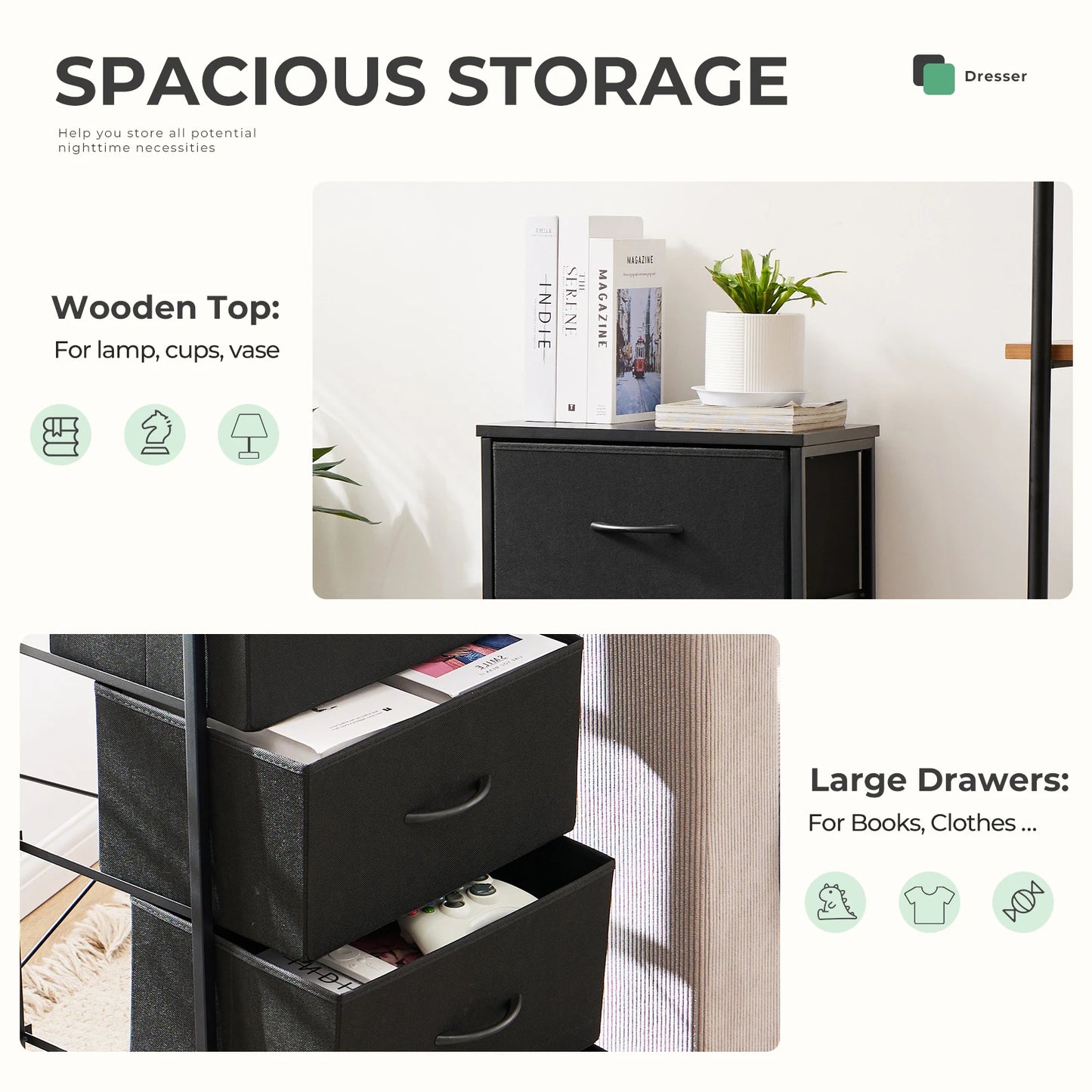 JHK 4 Fabric Living Room Cabinet With Wardrobe Steel Frame