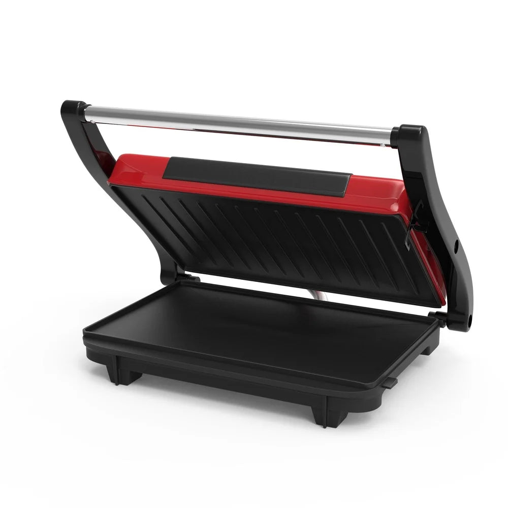 Non-Stick Panini Grill and Sandwich Maker 1400W Indoor Cooking Appliance with Grease Channeling System Easy Cleanup Ideal Small