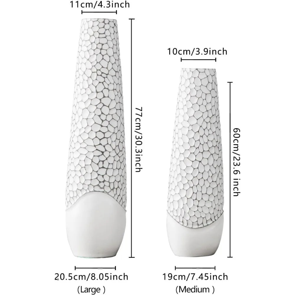 White High Footed Oversized Floor Vase for Feathers