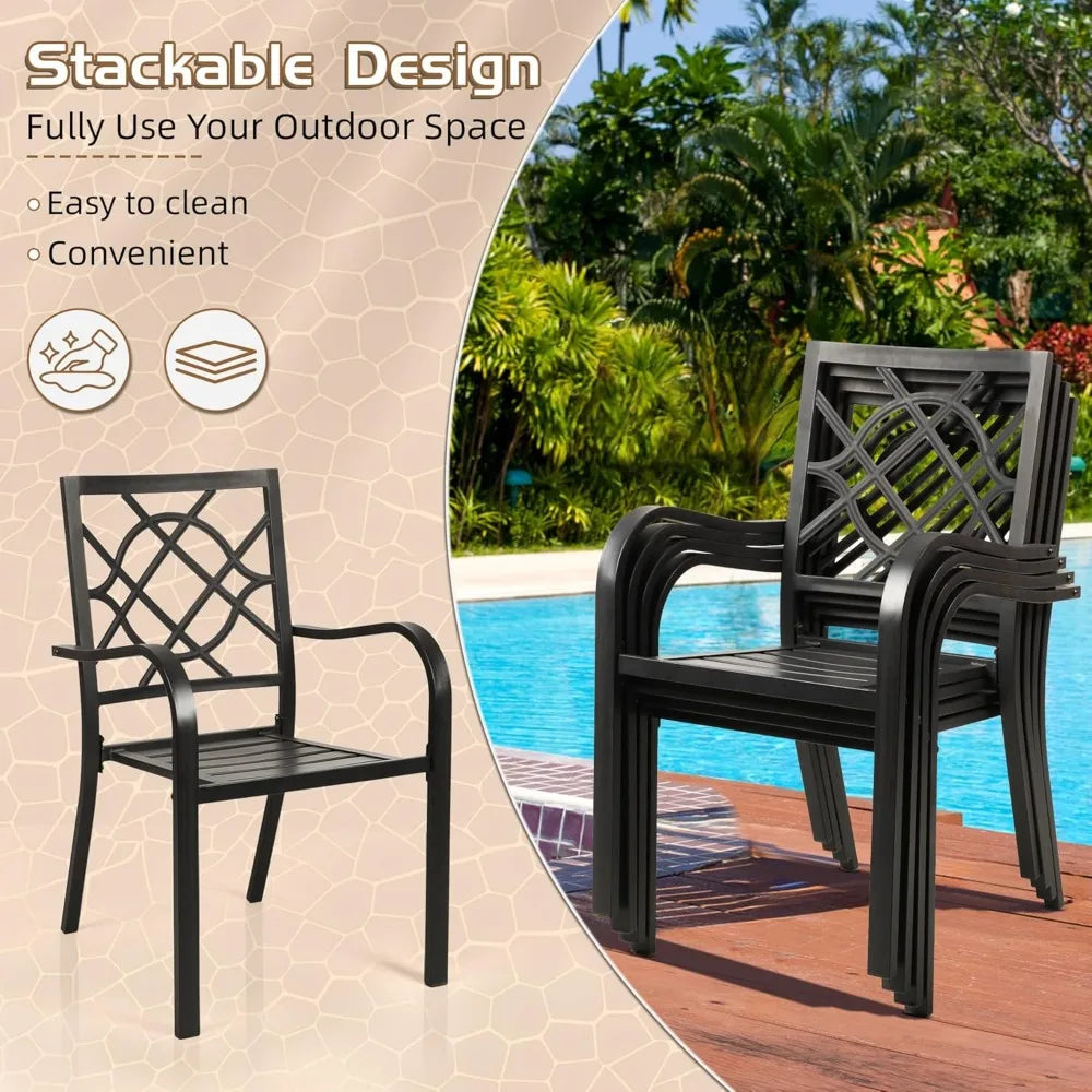 300lbs Patio Chairs Set of 4 Stackable Metal Dining Chairs