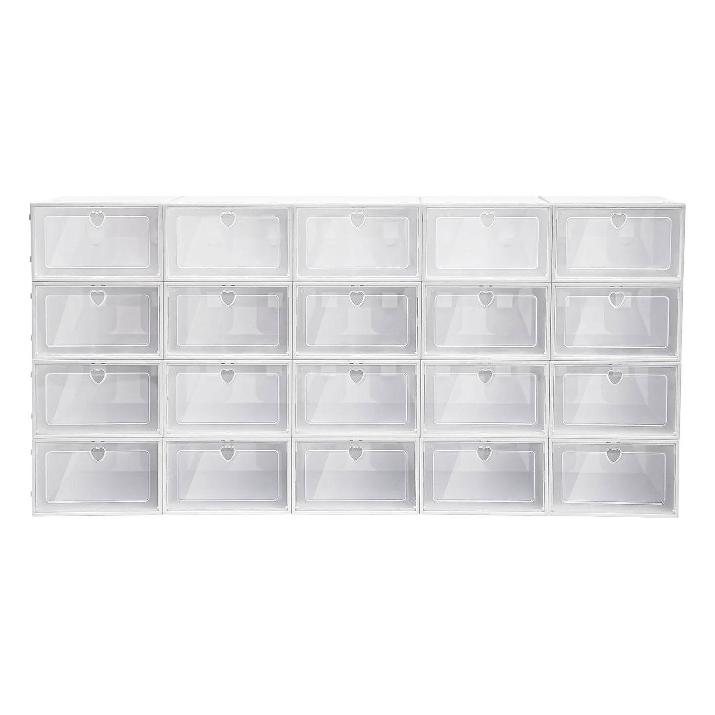 20X Clear Plastic Shoe Storage Boxes Stackable Foldable