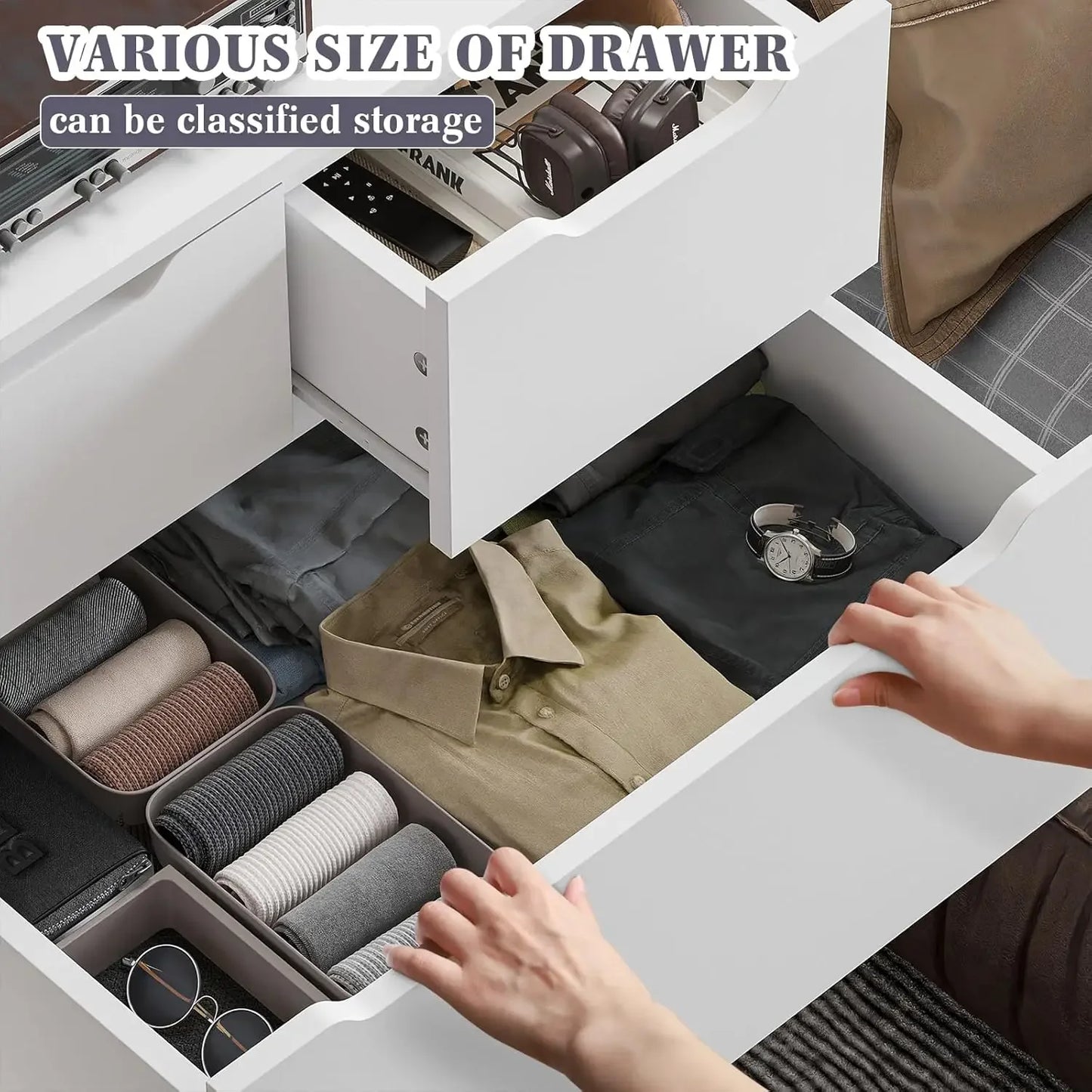 Dresser for Bedroom, White Dresser with 6 Large Drawers