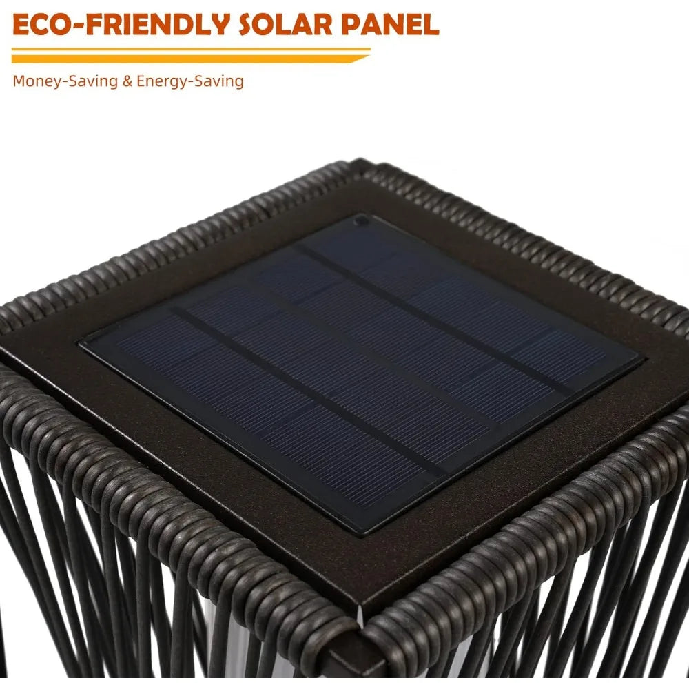 Solar Yard Outdoor Solar Floor Lamp Resin Wicker Waterproof