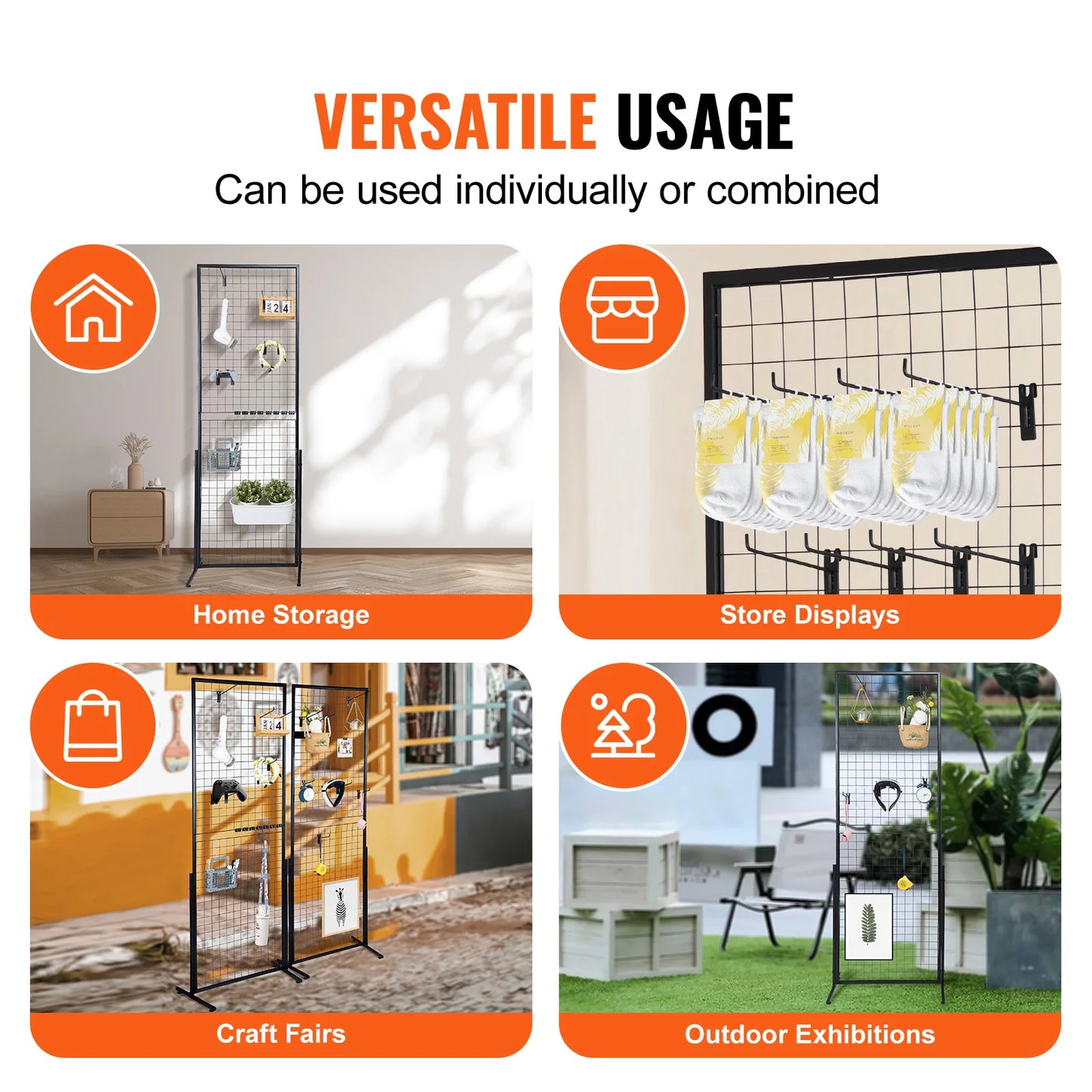 SucceBuy Grid Wall Panels Double Sided Gridwall Racks Hooks