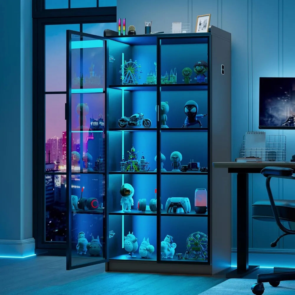 5 Tier LED Bookcase Display Cabinet 65 Inch Living Room