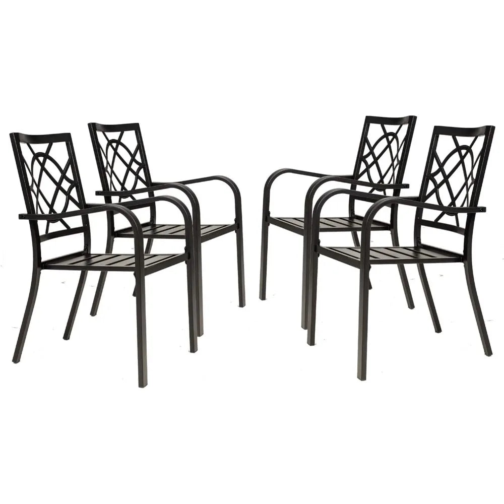 300lbs Patio Chairs Set of 4 Stackable Metal Dining Chairs