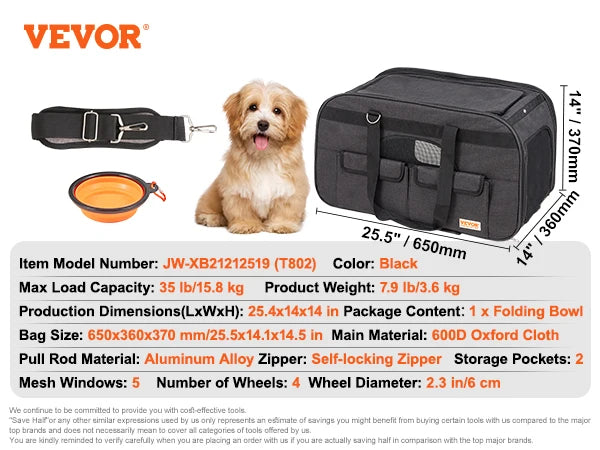 VEVOR Pet Cat Carrier Breathable Outgoing Dog Carry Backpack