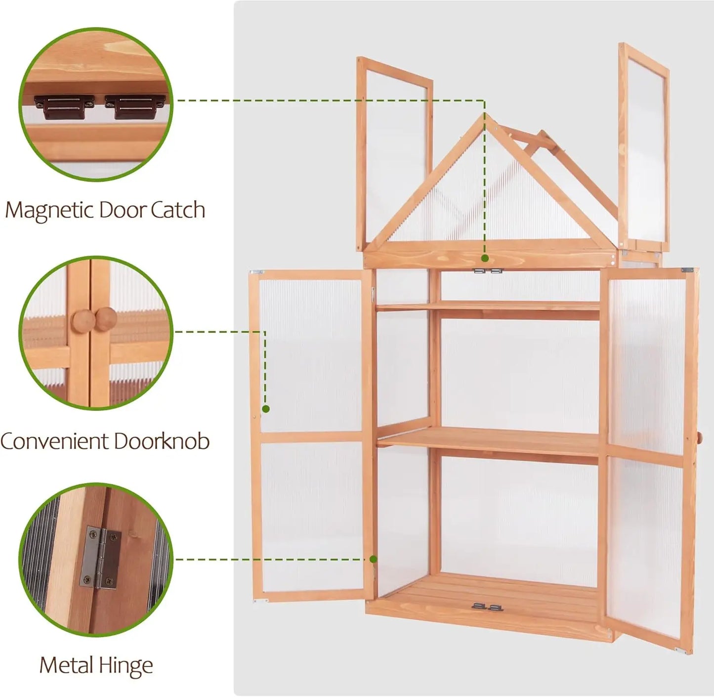 Orange Wooden Greenhouse Cold Frame Raised Flower Planter