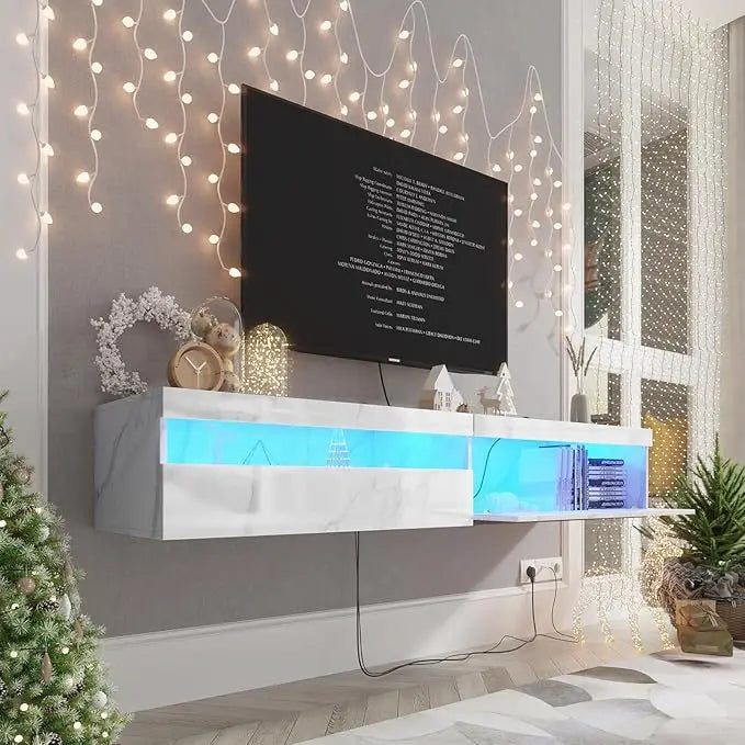 Floating TV Stand with Led Lights, 71 Inch Wall Mounted Shelf
