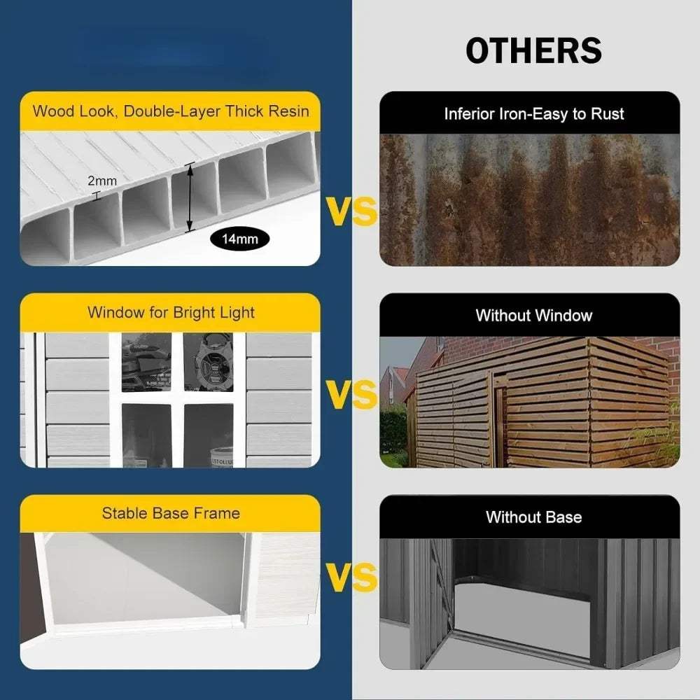 Waterproof Outdoor Shed with Floor & Lockable Door & Vents