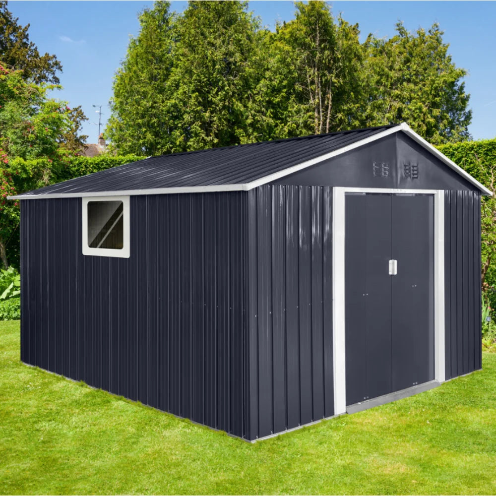 Metal 11.2ftx10.6ft Garden Sheds Grey Outdoor Storage