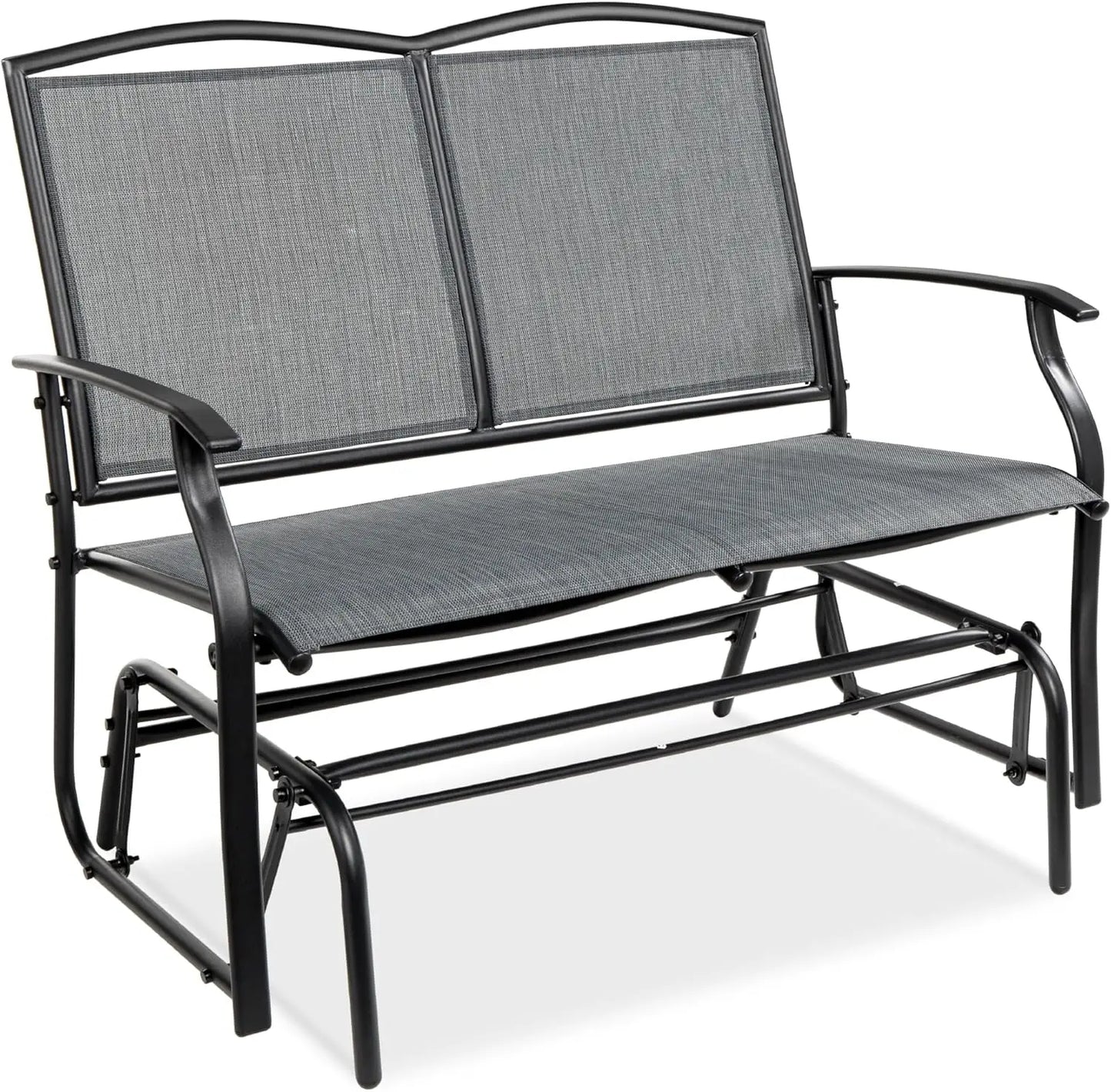 2-Person Outdoor Patio Swing Glider Steel Loveseat Rocker Q