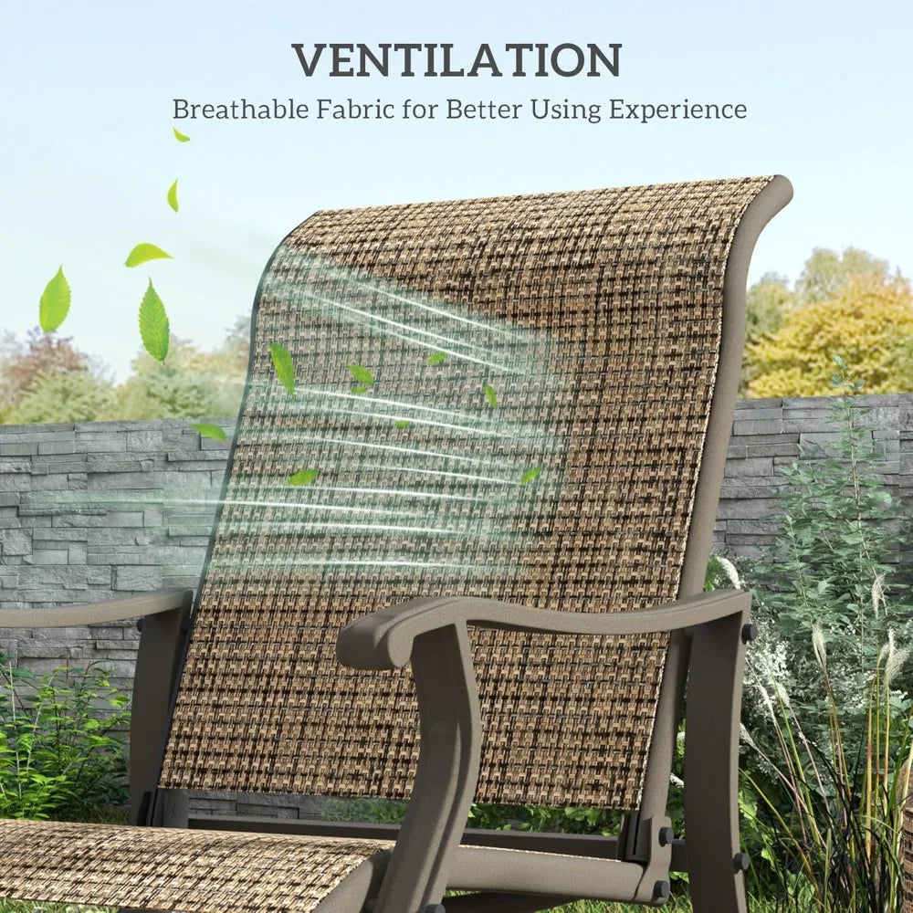 Outdoor Glider Chair With Steel Frame And Mesh Fabric