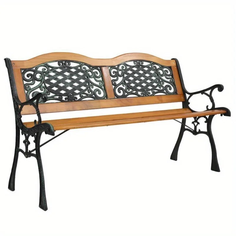 50 Inches Patio Porch Garden Bench Cast Iron Outdoor Chair Love Seats Park Benches