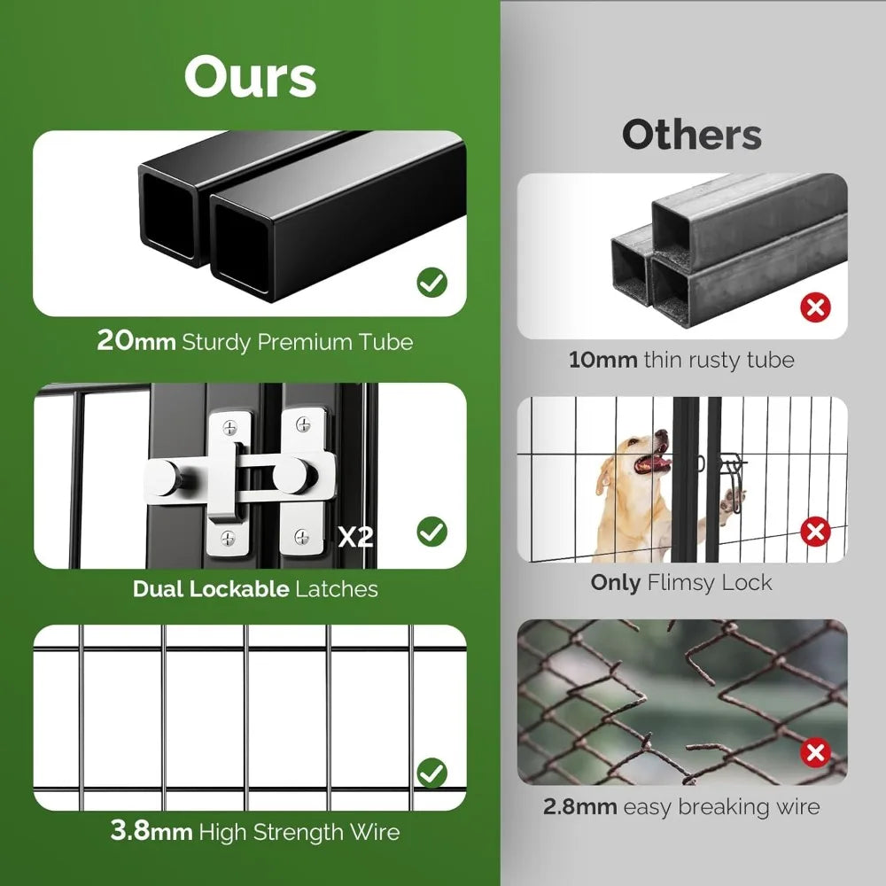 2PCS Outdoor Dog Kennel Outside Run with Doggy Door Roof