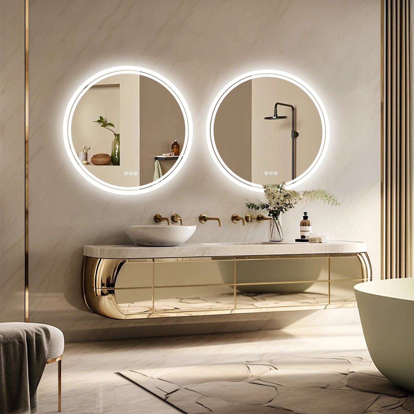 Bathroom LED Mirror Backlit Wall Mounted Anti Fog IP65