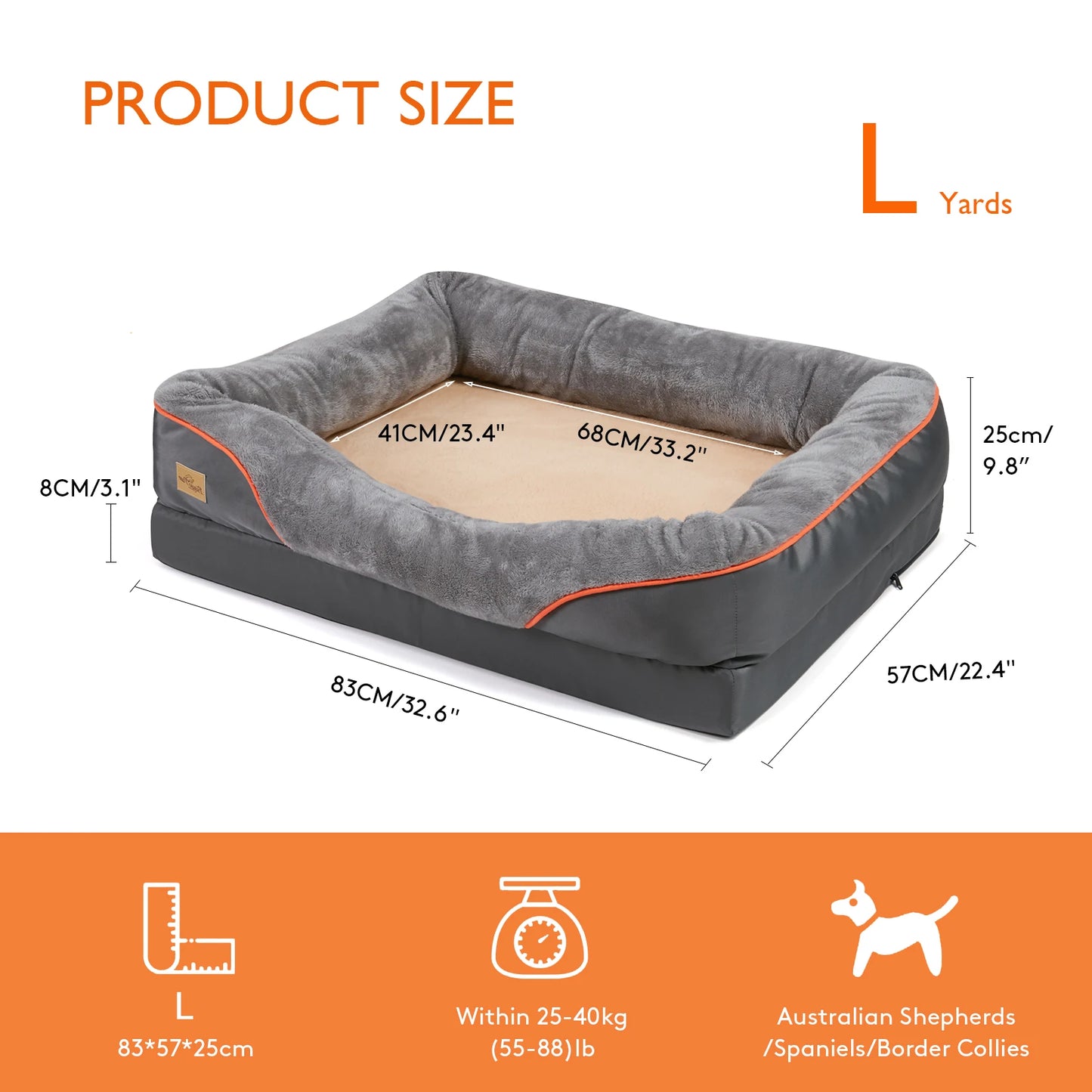 Super Soft Orthopedic Dog Bed With Cotton Padded Bolster